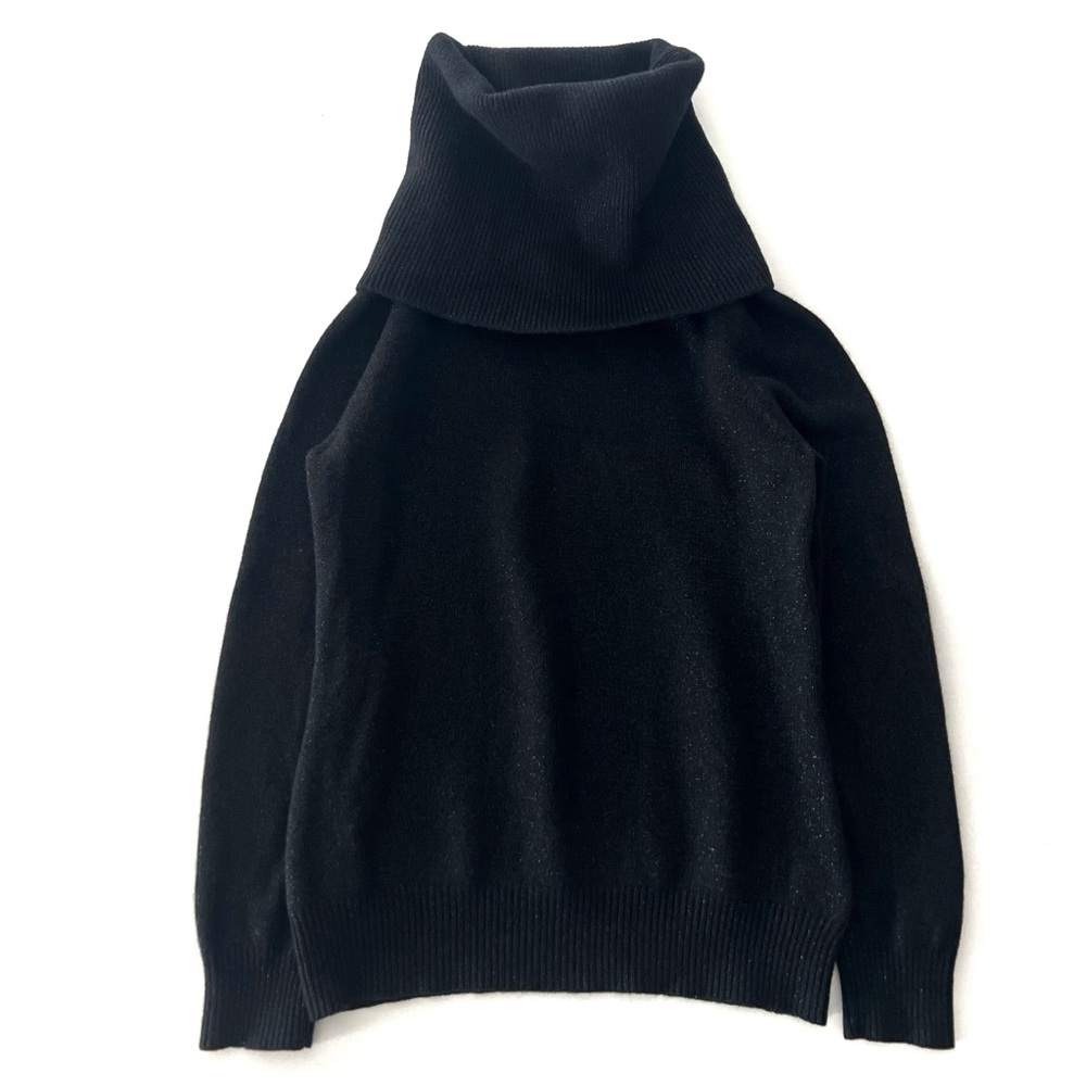 Lauren Jeans Co. Ralph Lauren Cowl Neck Sweater Wool Cashmere Black Metallic L